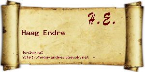 Haag Endre névjegykártya